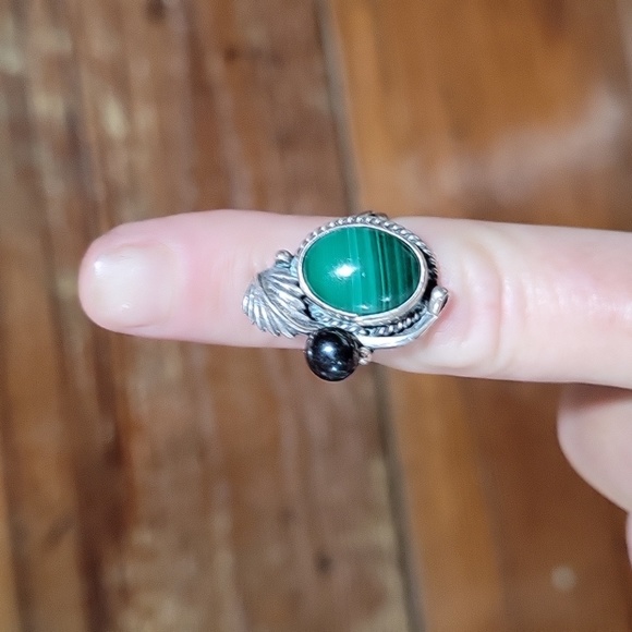 925 silver, Malachite and tahitian opal ring - Picture 3 of 10